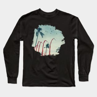 Coconut Palm Trees And Red Flags Long Sleeve T-Shirt